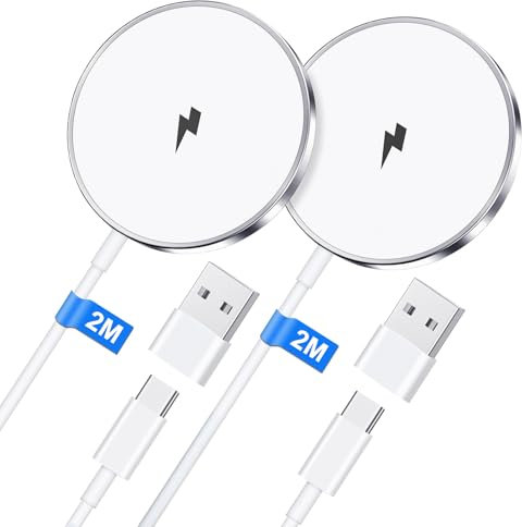 Mag-Safe Ladegerät Wireless Charger iPhone 2M für iPhone 16/16e/15/14/13/12-Serie und AirPods 3/2/Pro2, 2 Pack 15W Schnell Induktive Ladestation, Magnet Wireless Charger Induktive Kabelloses Ladegerät