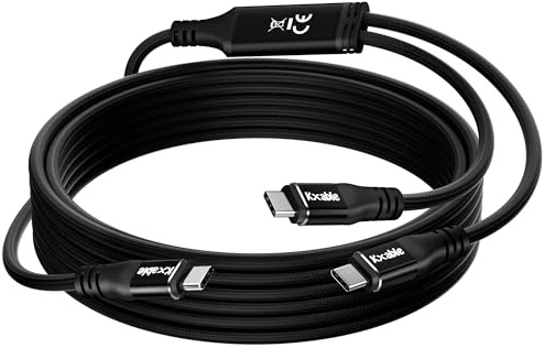 2-in-1 USB C to Dual USB-C Cable 6 FT, 140W Max PD Fast Charging Type C Splitter Adapter, Nylon Braided, Compatible with iPhone 16/15 Series, MacBook Air/Pro, iPad Air/Pro, Galaxy Series and More