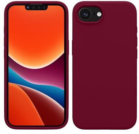 kwmobile Handyhülle für iPhone 16e Hülle, für iPhone 16e Case - Hülle Silikon - kabelloses Laden - Rhabarber Rot