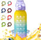 Air Gourde Up 1000ML, Bouteille Air Gourde Up Sport Paille avec 8 Pods de Gout Gourde Aromatisée Air Gourde Up PC Water Bottle Fitness (Dégradé jaune bleu violet)