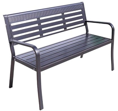 Gartenbank Aluminium Wetterfest mit Abgerundeten Armlehnen Parkbank mit 105° Weit Neigbarer Rückenlehne Starke Tragfähigkeit für Balkon, Terrasse, Garten(Gray)