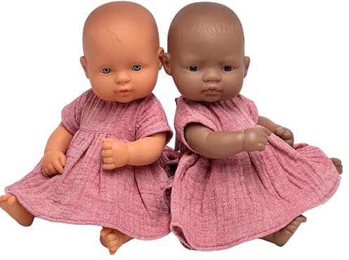 Weiches Baumwoll-Voile Puppenkleid, Kleidung für Puppen 28-33 cm, Rosa Melange Kinder, Spielzeug & Puppenzubehör
