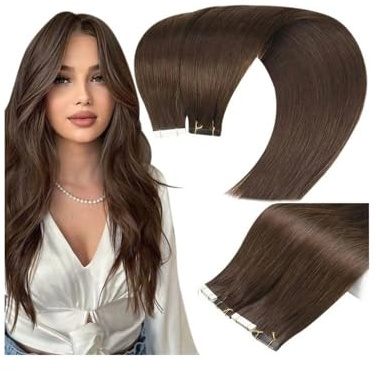 birene Tape-In-Extensions Clip-In Tape-In Curly Wave Brasilianische Remy Haarverlängerungen - Unsichtbarer Skin Weft mit dicken Enden und doppelseitigem Design Haarverlängerungen(20 inch)
