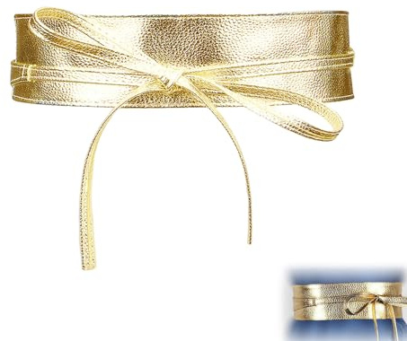 Joysuelly Damen Taillengürtel Gold, Breiter Wickelgürtel aus Leder Klassischer Gürtel für Kleid Damen, Stilvolles Accessoire Goldener Gürtel für Elegante Outfits und Betonte Taille Party