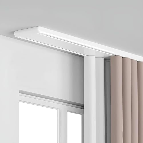 Générique Tringle à Rideaux Double à Fixation Plafond, Rail De 1m à 6cm en Aluminium, Système De Séparation De Pièce Silencieux pour Rideaux Coulissants, Cantonnière Et Voilages,Blanc,3.3m