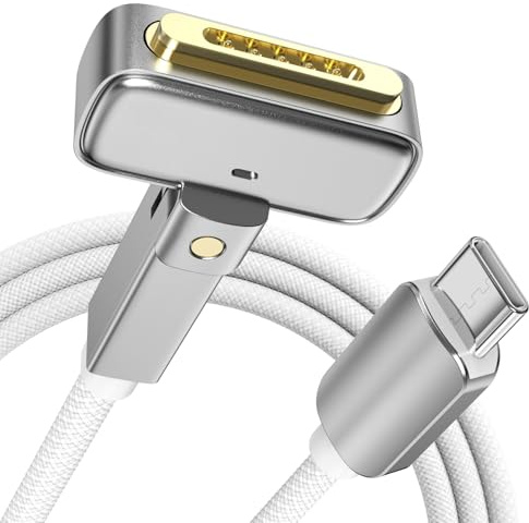 LONNIELONLI Câble USB-C vers 3 magnétiques, 2 m, angle droit de 180 °, cordon de charge rapide pour MacBook Air et Pro (série M 2021-2025), câble de charge magnétique tressé durable