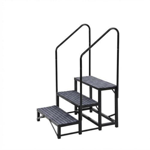 Garvee Escaliers RV Portatifs 3 Marches avec Rampe, Échelle RV avec Tapis Antidérapants, pour Roulottes, Camping-Cars, Baignoires Balnéo, Terrasses, Piscines, Animaux Domestiques