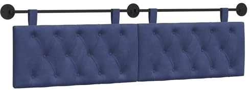 vidaXL Hängendes Kopfteil Polizeiblau Samt, Schlafzimmer, modernes Wand-Kopfteil, rechteckig mit Samtbezug, gesteppt, Holzwerkstoff, platzsparende Dekoration