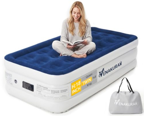 VENAKURAH Luftmatratze 1 Personen 197x97x46 cm, Luftbett Selbstaufblasend in 3 Minuten, Aufblasbare Matratze mit integrierter elektrischer Pumpe, Aufblasbare Gästematratze für Zuhause und Camping