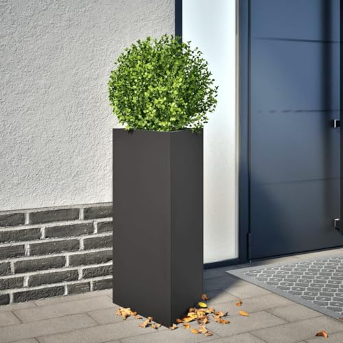 Generico Fioriera da Giardino Nera Triangolare 40x34,5x70 cm in Acciaio,Vasi e fioriere,851157