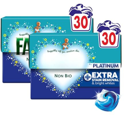 Washing Liquid Capsules, 60 Washes (30 x 2), Extra Stain Removal Laundry Detergent Pods