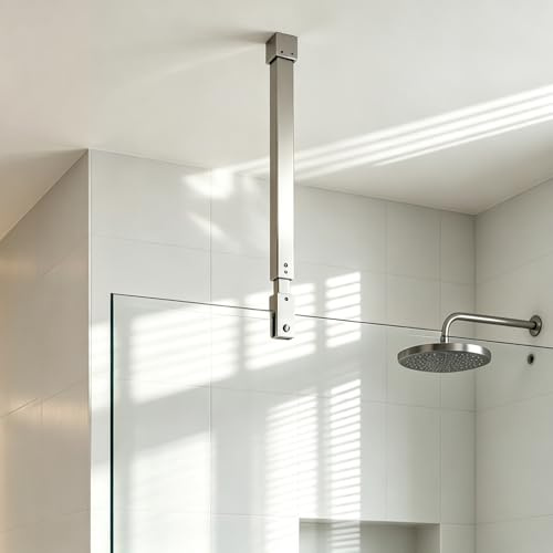 Shower Screen Support bar Extensional Shower Screen Support Bar with Pivot Clamp, Adjustable Steel Shower Enclosure Brace Rod, Vertical Fixed Arm for Bathroom Panel(Polished,30–45cm (11.8-17.7in))