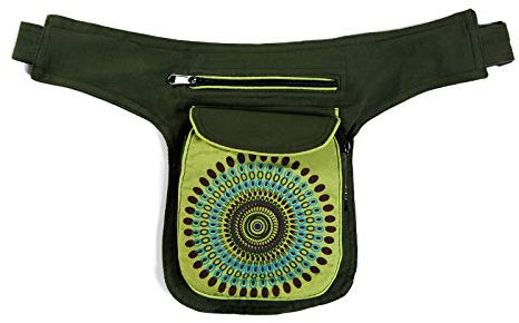 Kunst und Magie Bauchtasche Mandala-Print Gürteltasche Festivaltasche, Farbe:Grün
