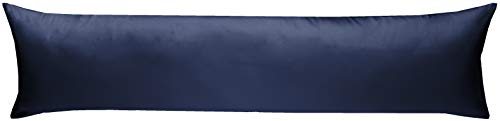 Bettwaesche-mit-Stil Mako-Satin Seitenschläferkissen Bezug aus 100% Baumwolle (Baumwollsatin) Uni/einfarbig (40 cm x 145 cm, Dunkelblau)