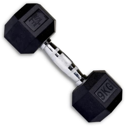 SUPRFIT - Hexagon Kurzhantel einzeln mit gummiertem Eisenkern - Fitness Gewichte Hanteln 1 x 50 kg mit rutschfestem Chromgriff - Premium Kurzhantel für Calisthenics, Krafttraining & Crossfit Übungen