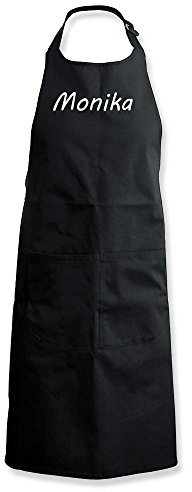 SL-Store GbR Schürze 90x76 cm Bestickt mit Namen Kochschürze Latzschürze (schwarz)
