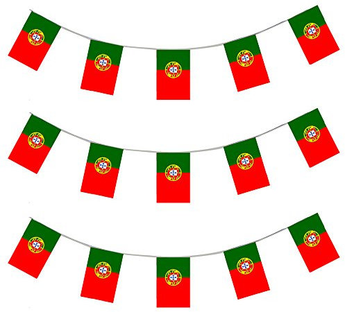 I LOVE FANCY DRESS GROßHANDEL = GESCHÄFTE = VEREINE = Gruppen =Portugal WIMPEL 100 GIRLANDEN Jede IST 10 Meter LANG UND Jede EINZELNE Flagge HAT DIE MAßE VON 20X30cm Dekoration Sport Party Plastik