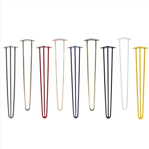 Natural Goods Berlin 4X Hairpin Leg Tisch-Beine | Tisch-Füße aus Metall | Hairpin Legs für Beistelltisch | Tisch-Fuß 40cm hoch & 2-Streben | Tisch-Bein Antik-Roségold