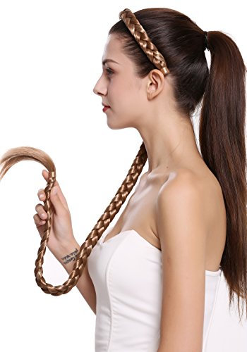 WIG ME UP - N1038-27H613 Haarteil Zopf an Haarreif geflochten super lang Tracht Blond Mix Gesträhnt 95 cm