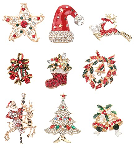 SUPVOX 9er Set Kristall Weihnachtsanhänger Schmuck Kollektion Festliche Accessoires Geschenkidee Damen Teenager