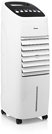 Tristar AT-5464 Climatizador portátil 2 en 1 oscilante 60°, depósito de agua 9 L, temporizador, 3 velocidades, 2 recipientes incluidos, 310,8 m³/h., función ventilador, mando a distancia, 60 W