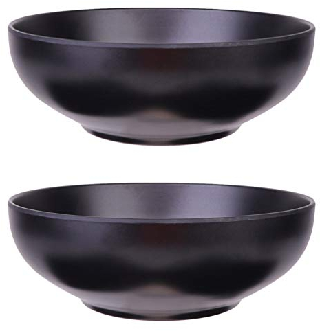 HEMOTON 2 Stück Suppenschüssel Japanischer Salat Schalen Ramen Schüssel Schwarz aus Keramik Ramen schüssel Servierschale Servierschüssel Küche Restaurant (19cm)