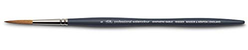 Winsor & Newton 5011306 Professional Aquarellpinsel, Malpinsel für Aquarellfarben mit synthetischen Fasern, ergonomischer Griff, langlebig & formstabil, kurze Stiel - Takelagepinsel Nr. 6