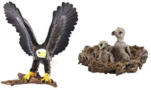 STOBOK Simulierte Adler Modell Set Realistische Eaglet Figuren Bald Eagle Tier Modelle Kinder Pädagogisches Spielzeug 2 Styles (Baum Stamm Adler Junge Adler mit Nest)