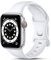 CeMiKa Compatible avec Apple Watch Bracelet 38mm 40mm 41mm 42mm 44mm 45mm 46mm 49mm, Bracelets en Silicone de Remplacement pour iWatch SE Series 10 9 8 7 6 5 4 3 2 1, 42mm/44mm/45mm/49mm-S/M, Blanc