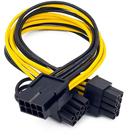 JORCEDI EPS CPU 12V 8 Pin Female to Dual 8 (6+2) Pin PCI-E Male Adapter Power Supply Splitter Cable for Graphics Card BTC Miner 11 inch (30cm)