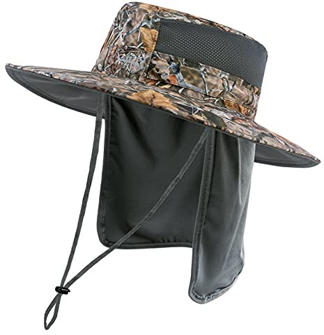 Bassdash UPF 50+ Sombrero de Pesca Solar Resistente al Agua con Solapa de Cuello Desmontable