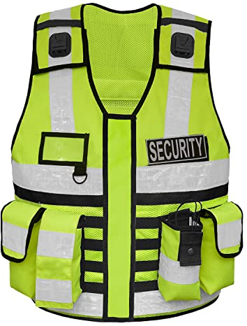 By Johanna Sicherheitsweste Multifunktionsweste Kennzeichnungsweste Schutzweste Werkschutzweste Einsatzweste Reflektierend Leiste 304 Gelb+ 2 Patch WERKSCHUTZ