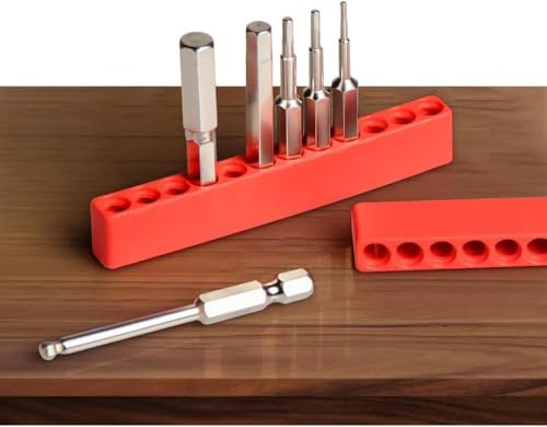 Telituny 5 Stück Bit Aufbewahrung, 12-Loch Bit Organizer Streifen Bithalter, Sechskant Bithalterstreifen Bits Box Leer, Kunststoffhalter Halterung Speicher für Bohrer Schraubendreher(12Löcher)