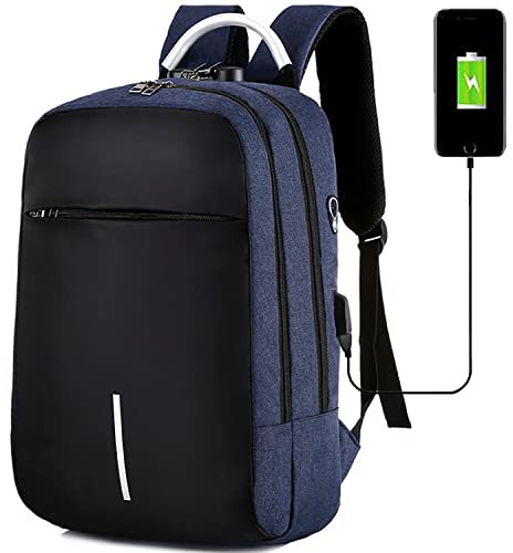 Mixroom Zaino porta PC Antifurto Blu per Computer Portatile Laptop Lavoro Borsa Notebook Fino 15 con Attacco USB e Foro Auricolare Z4