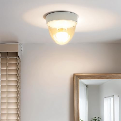 Licht-Erlebnisse Deckenlampe Kunststoff in Weiß IP44 Badezimmer Flur Ø18 cm rund E27 Modern klein Deckenleuchte Wohnzimmer NOOK