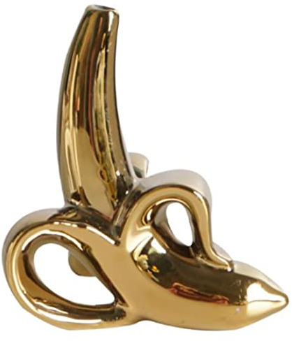 FBWSM Bananen Deko Vase, Dekoration Wohnzimmer Blumengesteck Heimtextilien Kreative Vase Dekoration (Golden)-Gold