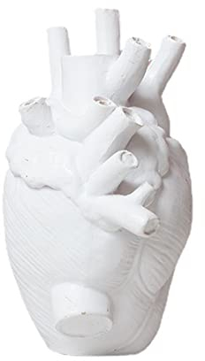 SUFUBAI Herzförmige Vase, Körperherz, anatomisches Modell, Skulptur, Regal, Schreibtisch, Blumentopf, Kunst, Harzvasen, Statue, Geschenk, Ornament (ohne Blumenstrauß), Schwarz, 11 x 16 cm