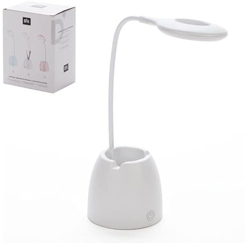 Rocking Gifts LED Ringleuchte Schreibtisch USB mit Eimer Stifthalter Kunststoff weiß 44 cm