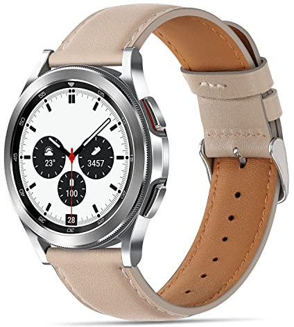 Tasikar 22mm Armband Kompatibel mit Samsung Galaxy Watch 3 45mm/Galaxy Watch 46mm Armband, Premium Echte Leder Ersatzarmband für Huawei GT 3 /GT 2 /Gear S3, 22mm, Sternenlicht