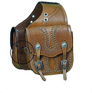 Y&Z Western Leder Satteltasche für Pferde | Reitvergnügen Trail Ride geeignet für Reiten und Fassrennen | Satteltasche mit verstellbarem Riemen | Größe M
