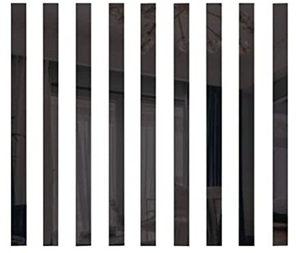 Lioaeust Spiegelfliesen, 10 Stück lange Streifen Acryl Spiegel Mosaik Wandaufkleber Wandspiegel Aufkleber Wohnzimmer Schlafzimmer Dekor 5 × 50 cm (schwarz)