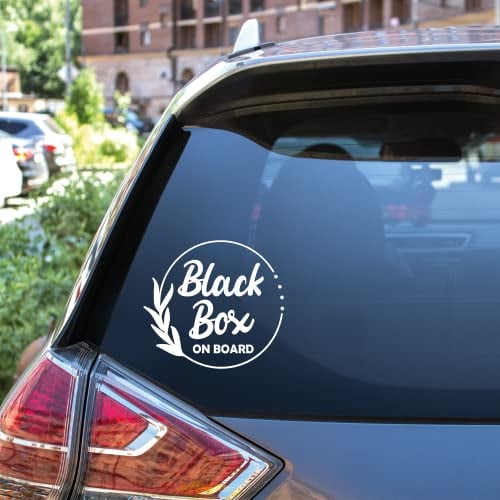 Black Box On Board Car Sticker - Funny Vinyl Decal for Car Bumper Or Rear Window, Ironic, Novelty Young Driver Decal, Black Box Fitted