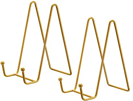 sourcing map Plate Stand for Display, 2Pcs 6 Inch Iron Easel Plate Holder Display Stands Metal Decorative Plates for Picture Photo Book, Gold