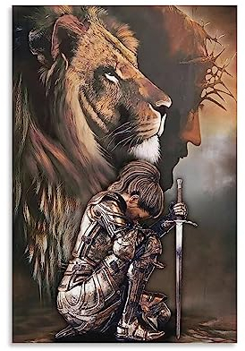 Wandkunst, Motiv: Löwenfrau, Kriegerin Gottes, Löwe von Juda, religiöse Wandkunst, Poster, Gigapi, Wandkunst, Gemälde, Leinwand, Wanddekoration, Wohnkultur, Wohnzimmer-Dekor, ästhetisch, 40 x 60 cm