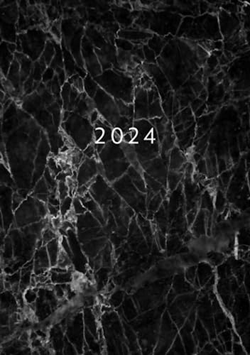 2024: A5 Kalender Planer | 1 Woche auf 2 Seiten | Jan - Dez Wochenplaner | Kalenderbuch Terminkalender Organizer | Wochenkalender Terminplaner | ... Jahresplaner Taschenkalender | Marmor Schwarz