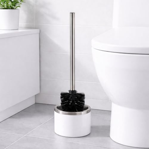 Mojawo Reinigungsbürste Klobürste Toilettenbürste Abnehmbarer Reinigungskopf Edelstahlstiel WC Bürste L35xØ8cm