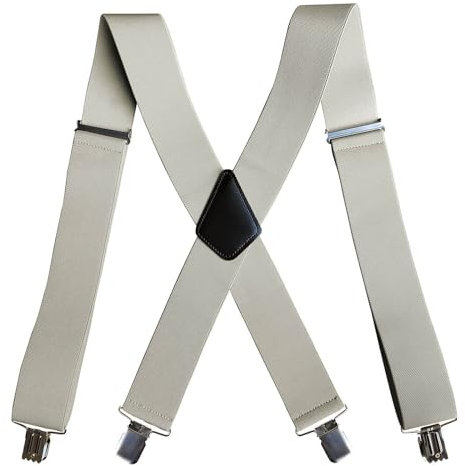 Rhinenet Bretelle da uomo con 4 clip in metallo resistente, regolabili e resistenti, bretelle elastiche a forma di bretelle, bretelle per pantaloni, tute, jeans, pantaloni da lavoro, tute, pantaloni