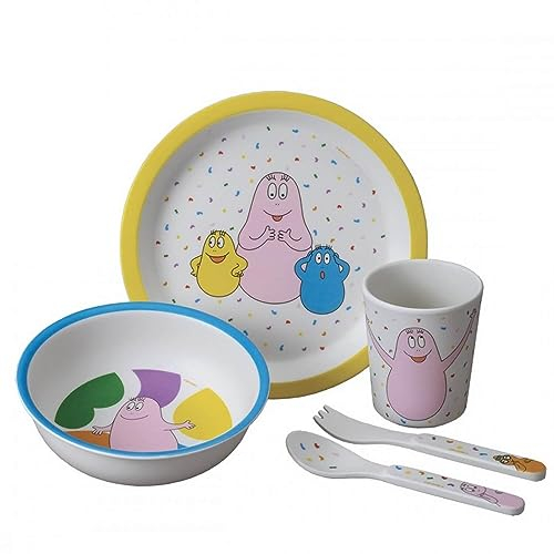 Petit jour – Caja de regalo de 5 piezas para niños 6 meses + – Melamina – Sin BPA – Plato de 18 cm, timbal de 160 ml, cuenco de 250 ml, juego de 2 cubiertos de 14 cm, lavable en lavavajillas –