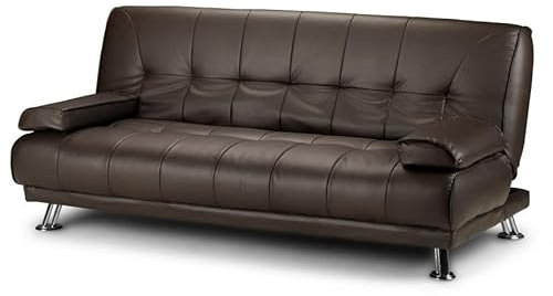 Home Detail Montana Sofa Bed 3 Seater Faux Leather Clic Clac Sofabed in Black or Brown (Brown Faux Leather)