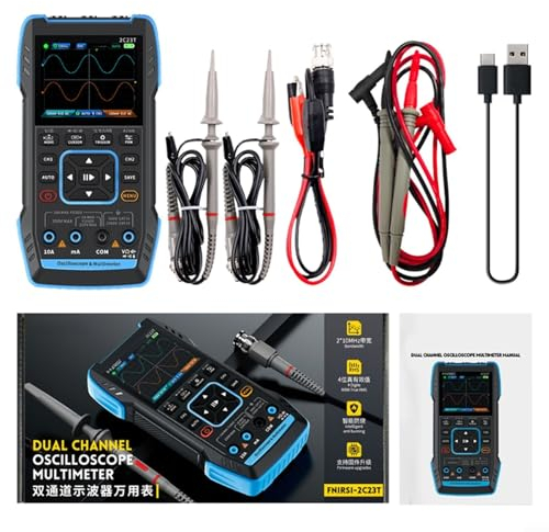 LVYXON 2C23T Digitales Zweikanal-Oszilloskop-Multimeter, 3-in-1-Signalgenerator, Standby-Zeit, 8 Stunden, Zweikanal, 2 x 10 MHz Bandbreite, 5-sprachige Umschaltung (optional)